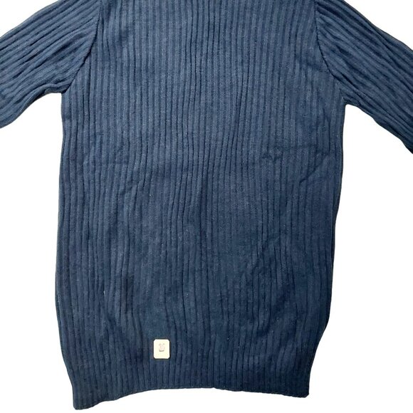 Vintage 1940s-1950s Navy Blue Long Sleeve Ribbed Turtleneck Sweater - Picture 4 of 6